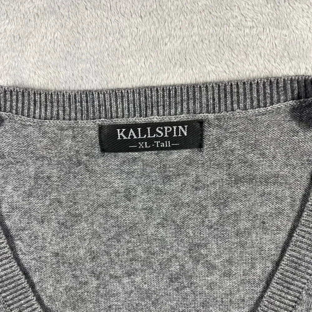 Kallspin Mens Wool Blend V Neck Sweater Vest Grey XL‎ Soft Lightweight